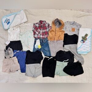 3-6m baby boy clothing, baby sneakers, Itzy ritzy rattle, lovevery rattle socks